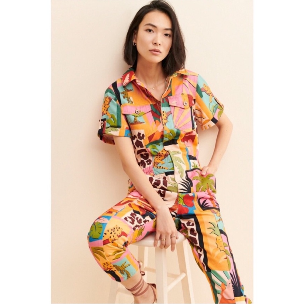 FARM Rio Multicolor Tropical Patchwork Jumpsuit